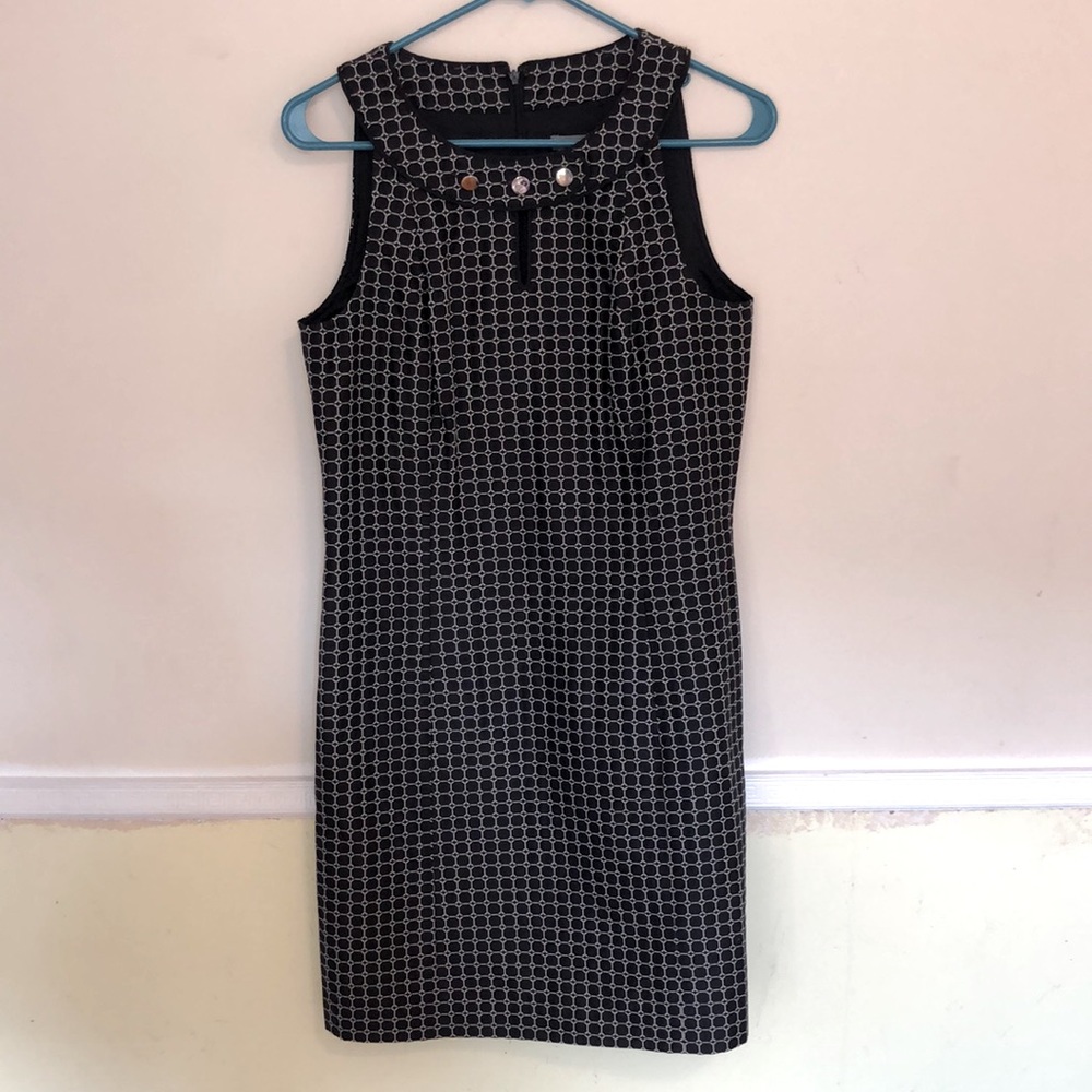 Ann Taylor Navy & White Print Sheath Dress Size 4